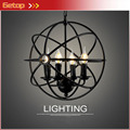 ZX American Loft Retro Wrought Iron Pendant Lamp Industrial Circular Ball E14 for Restaurant Study Lights