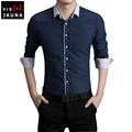 VISADA JAUNA 2016 Spring New Arrvials Male Dress Shirts Fashion Casual Style Long Sleeve Cotton Solid