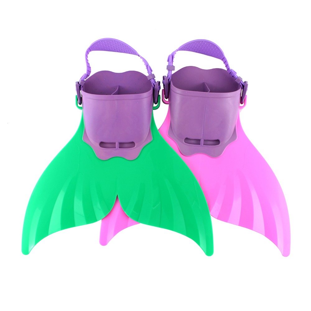 Image of Adjustable Wave Fins Kid Free Swimming Fins Training Flipper Mermaid Kel Shoes Tail Diving Scuba Snornt Feet Tail Monofin