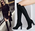 autumn and winter new arrive hot sale genuine leather over the knee boots black Round Toe