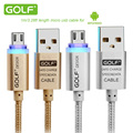 Golf Crystal LED Light Micro USB Cable Data Line Charging Nylon 2 1A Charge for Samsung