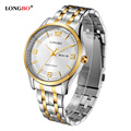 LONGBO Luxury Lovers Couple Watches Men Date Day Waterproof Women Gold Stainless Steel Quartz Wristwatch Montre