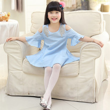 2016 Summer Mom Daughter Dress Strapless Short Sleeved Flounce Dress Loose Dress Family Matching Outfits Girls Clothing
