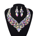 Gorgeous Bridal Jewelry Sets Wedding AB color Necklace Earring For Women Brides Party Jewelry Accessories Marquies