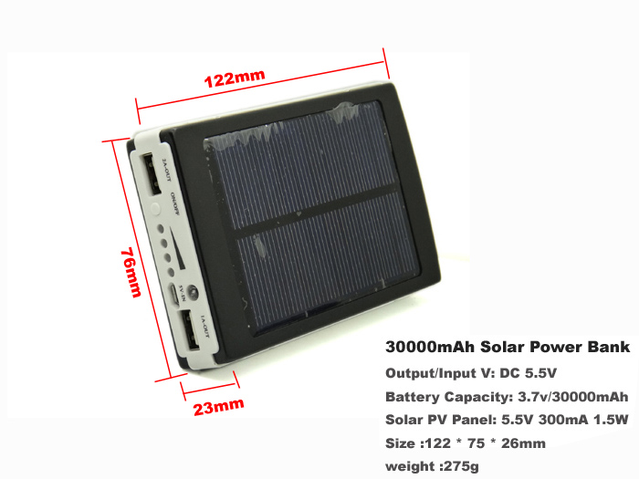 Солнечный мобильный зарядное устройство 30000 мач резервная батарея солнечное зарядное устройство с двумя usb водонепроницаемый солнечное зарядное устройство