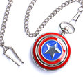 Captain America Icon Pendant Necklace Chain Quartz Pocket Watch Men Women Free Shipping