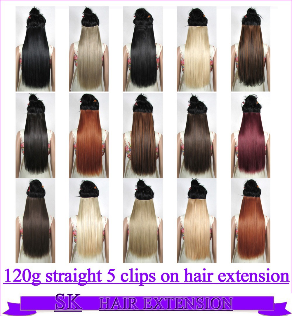 24 (60cm) 120g straight 5 clips on hair extension clip in hair extensions 40 colors available