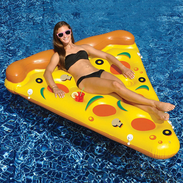 Новый стиль воды игрушки гигант желтый надувной кусок пиццы плавающей кровать / плот надувной матрас 180 * 150 см летние каникулы