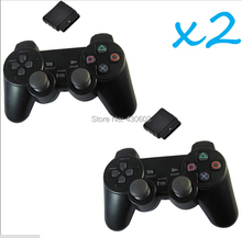 2 шт. 2X новый черный беспроводной игра шок контроллер для Sony PS2 беспроводной контроллер бесплатная доставка
