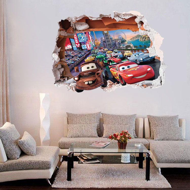 Image of DIY Cars McQueen 3D Children Boys Mural Decorations PVC Removable Wall Stickers For Kids Girls Bedroom Home Decal Poster WS128