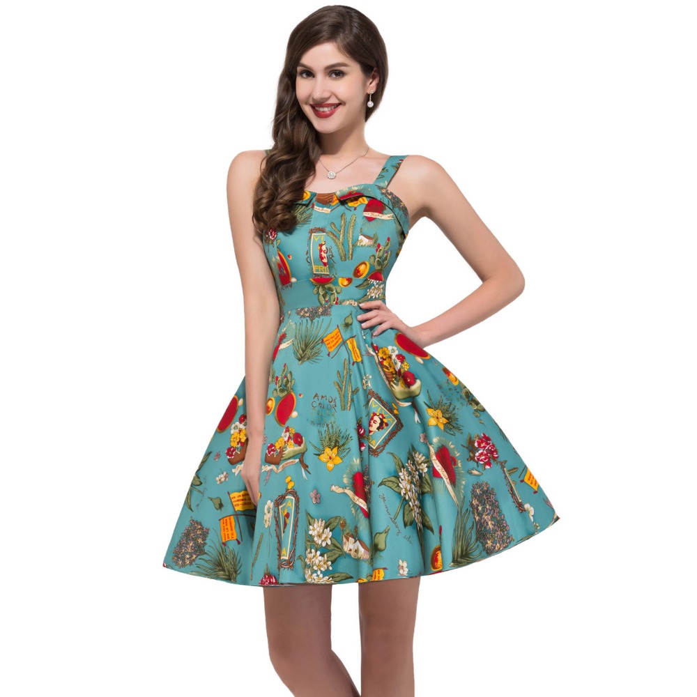 Women Summer Dress Plus Size Pin Up Rockabilly 50s Vintage Dress Vestidos Sexy Sleeveless Audrey
