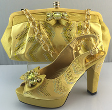 fashion italian shoes and bag matching african beautiful Matching shoes and bag set yellow bag and shoes fast shipping ME3308