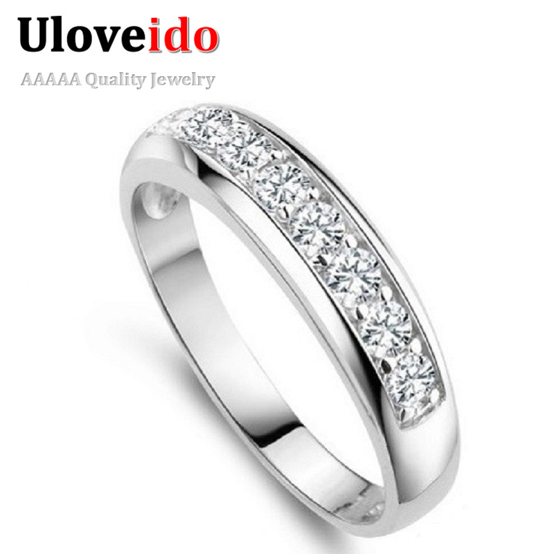 Image of 50% off The Ring for Women Wedding Band Zircon 925 Sterling Silver Simulated Diamond Rings for Women/Men Wholesale Ulove J294