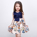 Fashion Toddler Bow Summer Brand Designer Tutu Floral Print Girls Dresses De Festa Vestidos Flower Kids