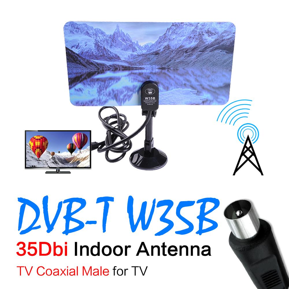 2016 New 35db Digital Indoor TV Antenna HDTV DTV Box Ready HD VHF UHF Flat Design High Gain #1 EL4513