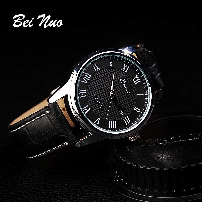 BeiNuo Top Brand New Arrival 2015 Leather Strap Men Sports Wristwatch Watches Men Montre Homme Marcas