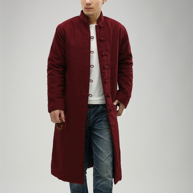 Влюбленных одежда 2016 мужская плащ для мужчин зиму куртка хлопок-ватник традиционные китайские ткани Erkek мон Gabardina