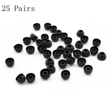25 pairs Black Replacement Earbud Tips Soft Silicon Cover For Samsung HTC In-Ear Headphones Earphones Accessories
