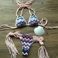 CRESTGOLF Lace up Women Bikinis Padded Swimsuits Beach Bathing Suits Tassel Sexy Bikinis Set Swimwear