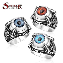 Steel soldier New Arrival Stainless Steel Fashion Man’s Jewelry Four Claw Evil Eye Ring Punk Biker Retro FS BR8-034