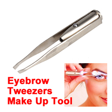 Make Up Tool LED Light Eyelash Eyebrow Hair Removal Tweezer Stainless Steel Free Shipping ARE4