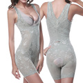Ladies Firm Control Underbust Bodysuit Shapewear Women Jacquard Lace Full Body Shaper Thigh Trim