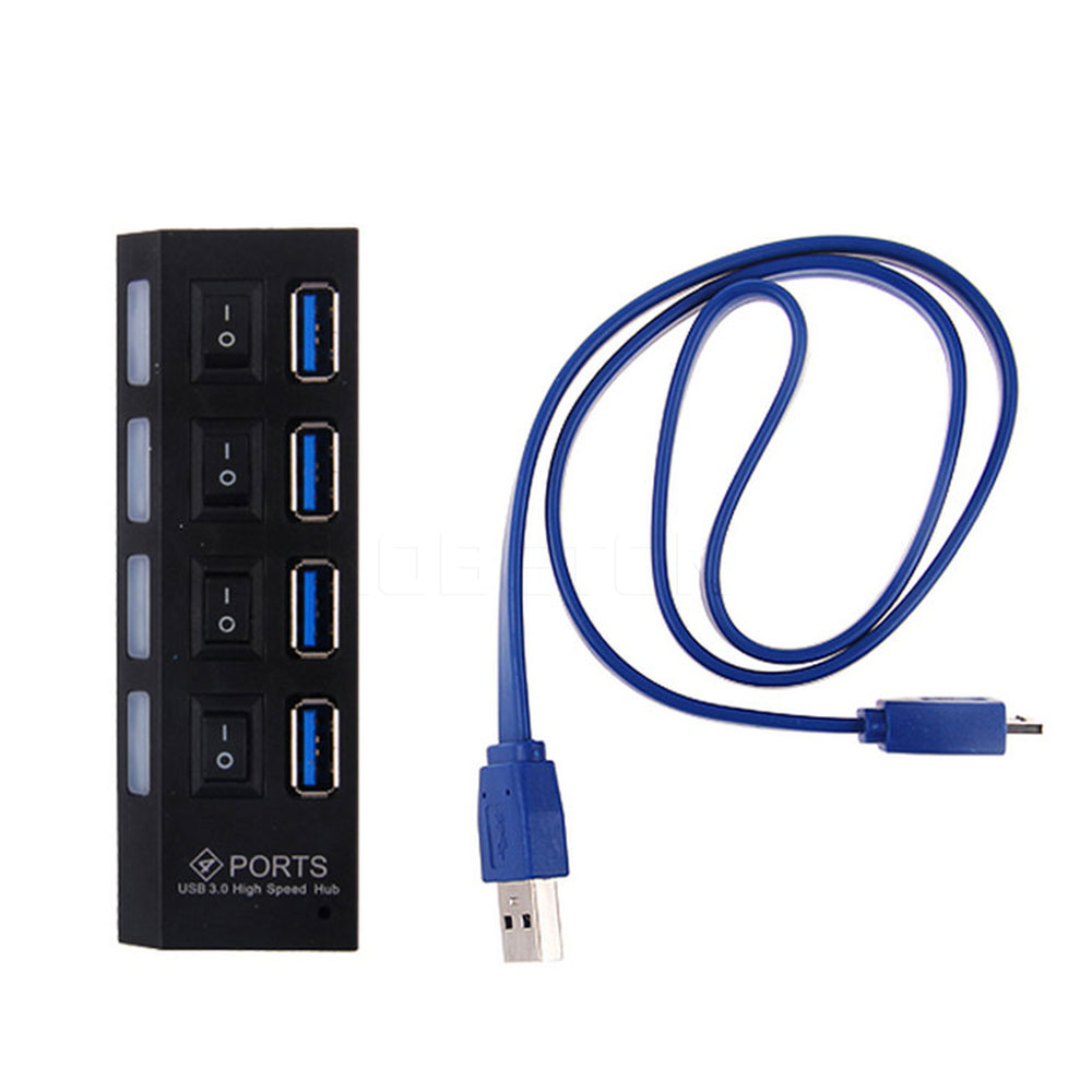 Мини 4 Порта USB Концентратор 5 Гбит 4-портовый USB 3.0 Концентратор Super скорость С включения/выключения Для Windows Mac OS Linux Портативных ПК