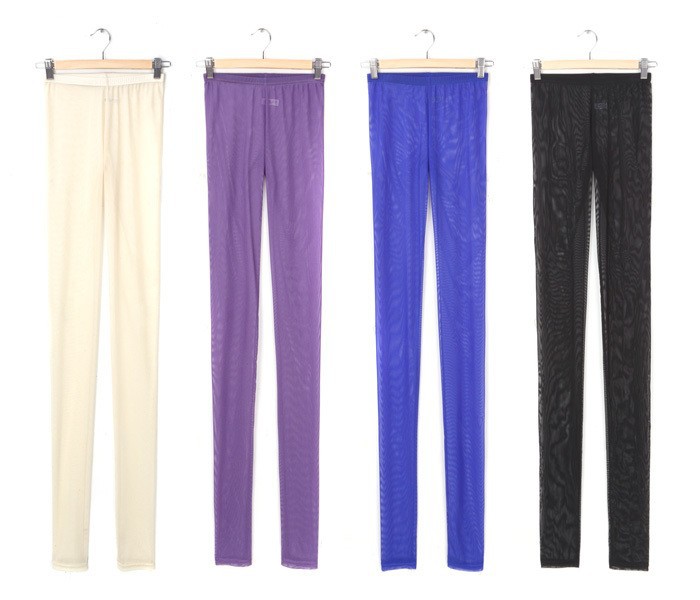 Manocean korean style Candy colors cotton thin middle waist soft solid translucent nine cents women leggings 102811 (29)