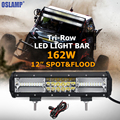 Oslamp Tri row 12inch 162W CREE Chips LED Light Bar Offroad Led Work Light Bar Spot