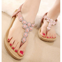 CoolFar Women sandals flats summer shoes women 2016 summer style rhinestone flat heel flip flops women shoes plus size free