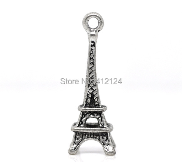 750Pcs Charm Pendants Antique Silver Tone Eiffel Tower DIY Jewelry Making Findings 24x9mm