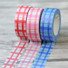 New 1x Checked Tartan Japanese Washi Tape Decorative Masking Adhesive Tape Cinta Decorativa De Tela Colores, 15mm*10m , 3 Colors