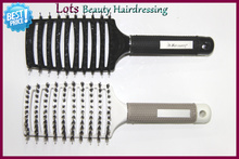 Professional Curved Shape Vent Hair Brush, Wide Teeth With Pure Bristle Anti-static Tangle Hair Comb Great For Hair Health Care