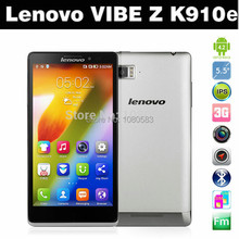 Original Lenovo Vibe Z K910 K910e Smartphone Snapdragon 800 Quad Core 2.2GHz 5.5inch FHD Screen Dual SIM 13.0MP GPS WCDMA 2100