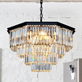 ZX American Crystal Retro Large Pendant Lamp Contracted LED Restaurant Hall Lights Octagonal Crystal for Living
