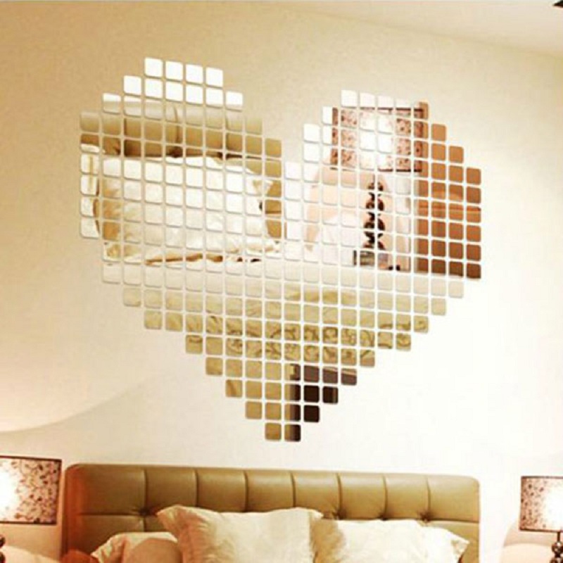 Image of New Fashion 100pcs Bling Acrylic Mural Wall Sticker Mosaic Mirror Effect Room Home Decor DIY Free Shipping