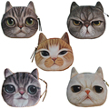 2016 High Quality Oval Cat Face Zipper Purses Women Coin Wallets Female Makeup Buggy Bag Kids