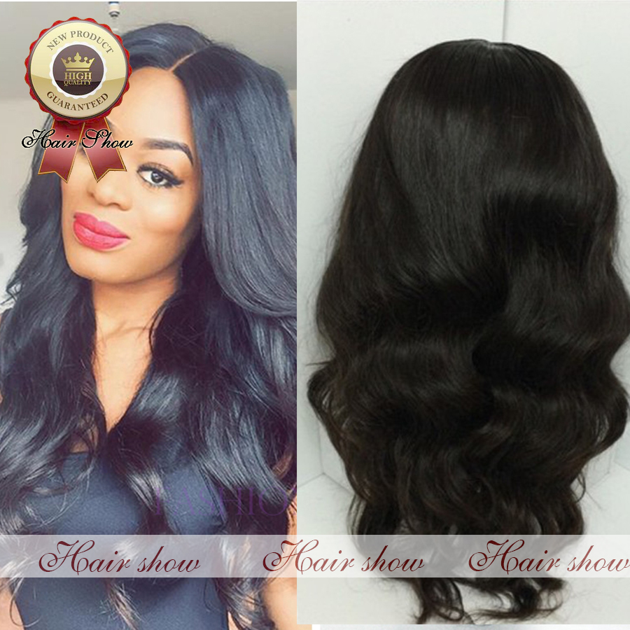 Image of 6A Virgin Hair 130 Density Body Wave Full Lace Wigs Glueless Brazilian Full Lace Human Hair Wigs With Baby Hair For Black Woman