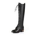 Genuine Cow Leather Black Yellow Solid Color Square Thick Women