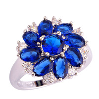 Jewelry Adorable Blue Sapphire Quartz 925 Silver Fashion Ring Size 6 7 8 910 11 12 For Free Shipping Wholesale