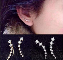 1 Pair Silver Gold Plated Stars Element Crystal Pearl Earrings Ear Hook For Women Girl Stud
