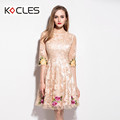 YZXH Summer Women Sexy Elegant Midi Mesh See Through Embroidery Patchwork O Neck Half Sleeve Wear