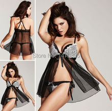 Ladies Women Sexy Lingerie Underwear Sleepwear Nightwear Mini Dress +G-String