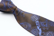 NT0248 Blue Brown Paisley Man s Classic Business Wedding Party Tie Fashion Jacquard Woven Silk Polyester