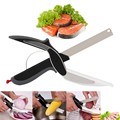 2 in 1 Multi function Kitchen Tool Slicer Board Scissors Smart Stainless Steel Food Knife Vegetable