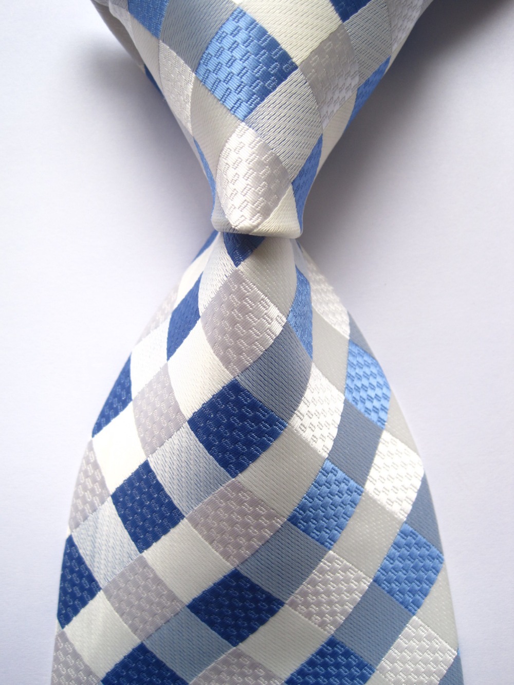Image of Hot Selling New Classic Fashion Plaid JACQUARD WOVEN Silk Men's Tie Necktie NO001