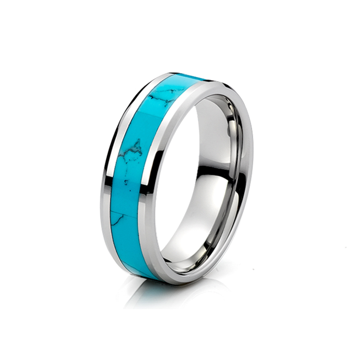 7mm Tungsten Carbide Turquoise Ring Wedding/Engagement Bands Ring For Men Women Vintage Jewelry ...