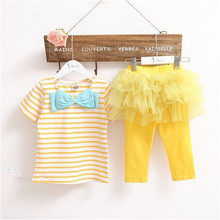free shipping Kids set summer wear Short sleeve set Children clothing suit t shirt pants girls
