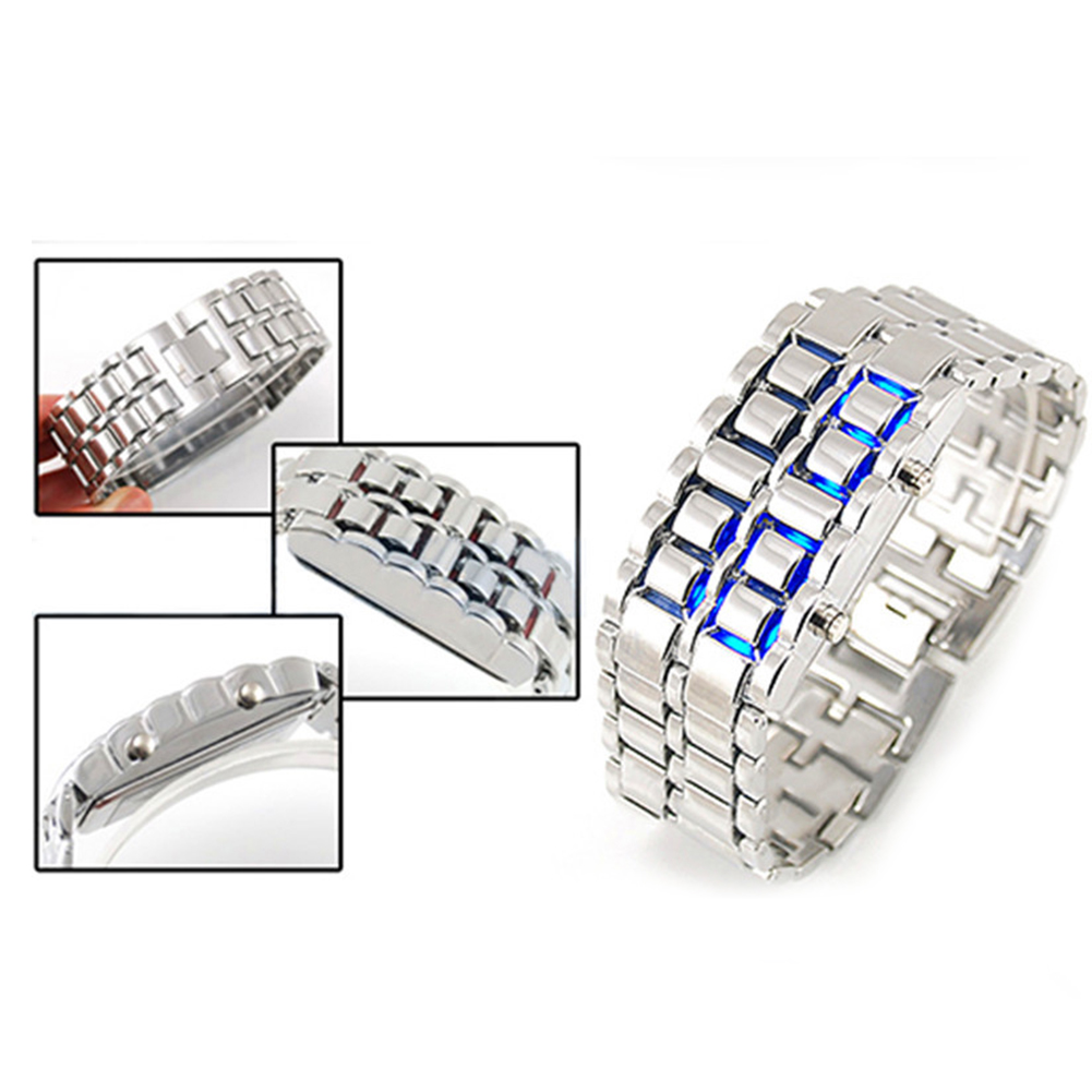 Sanwood Fashion LED Digital Alloy Men Women Wrist Watch Bracelet Chain