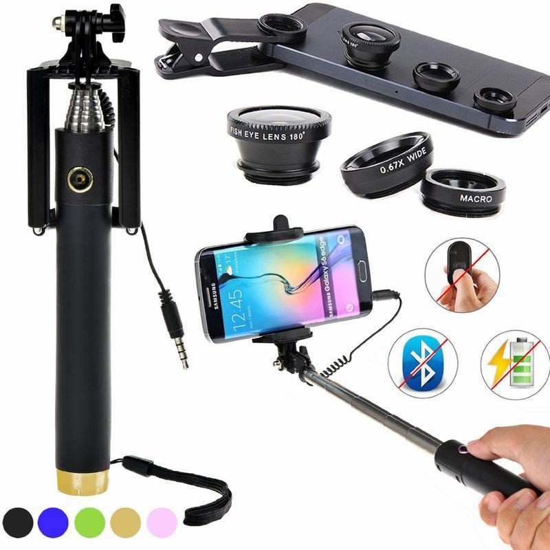 New-4in1-Macro-Lens-Mobile-Camera-Lens-Fish-Eye-Fisheye-with-Wired-Selfie-Stick-Pole-Monopod (2)